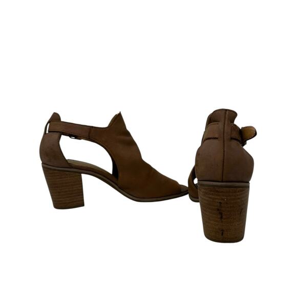 Lucky Brand Brown Suede Leather Open Toe Heeled Shoes size 8M - Picture 10 of 16